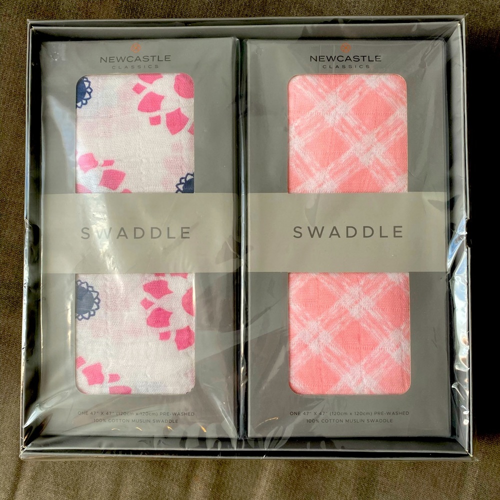 New - Newcastle Classics Swaddle, 100% Cotton Muslin Swaddle, set of 2